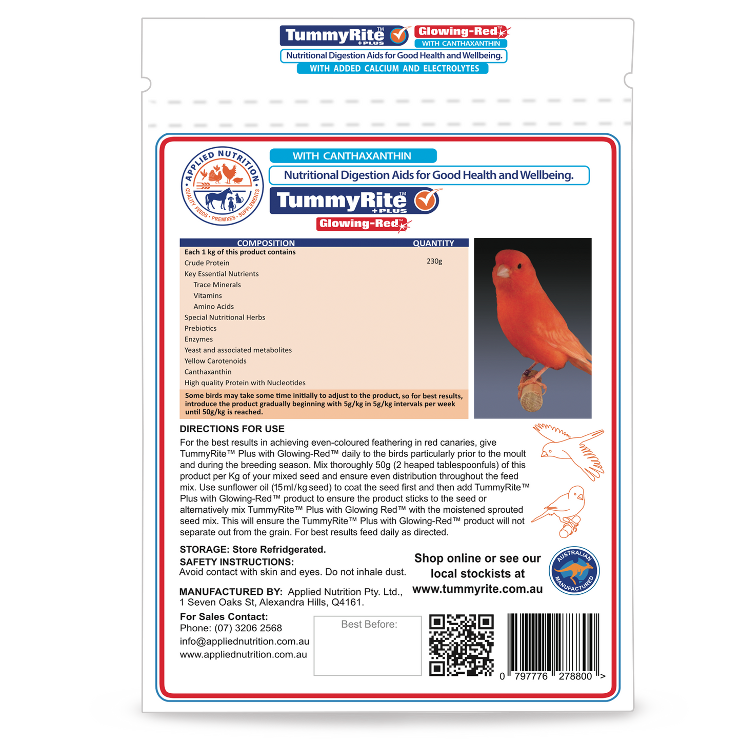TummyRite Plus with Calcium + Electrolytes for Red Canaries