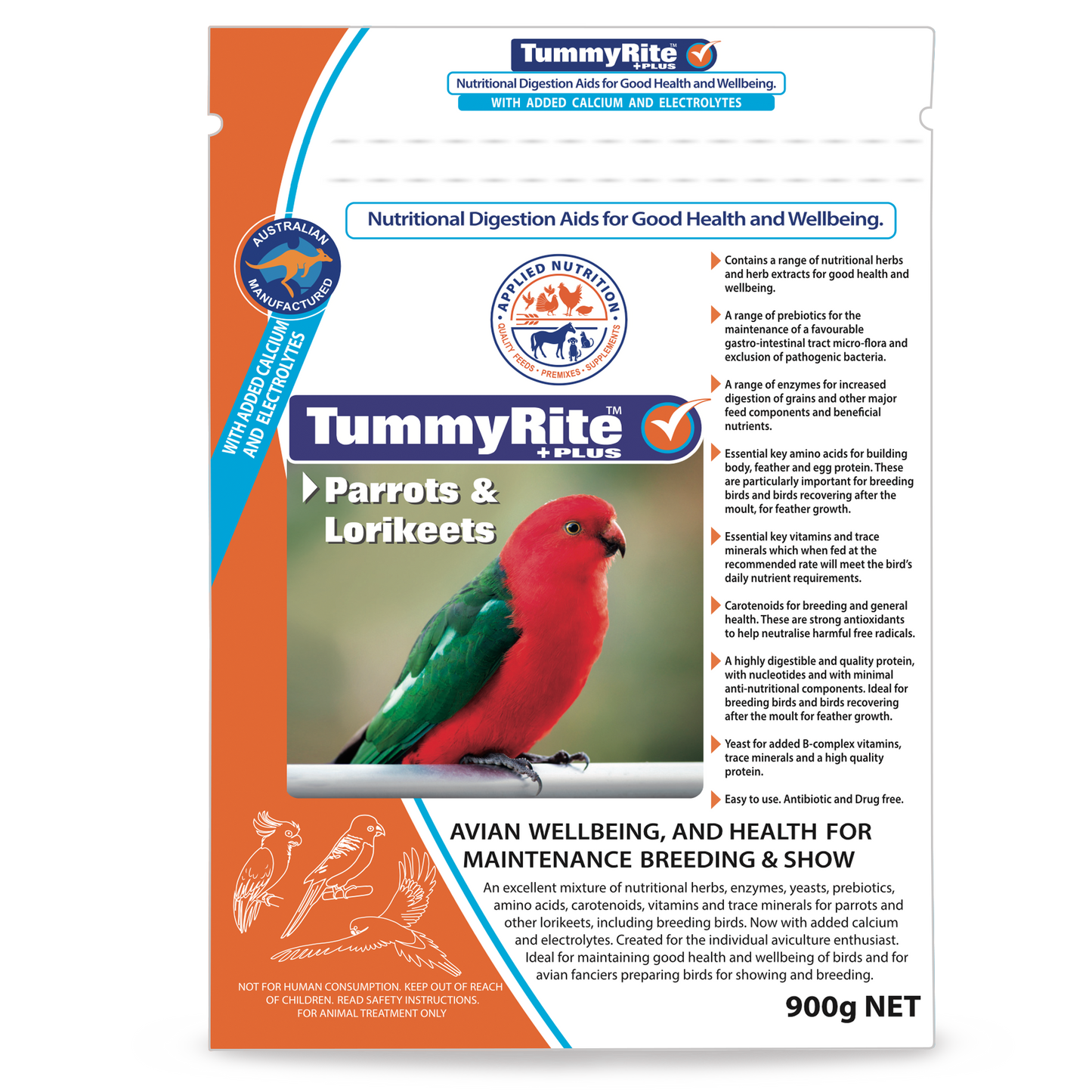 TummyRite Plus with Calcium + Electrolytes for Parrots & Lorikeets