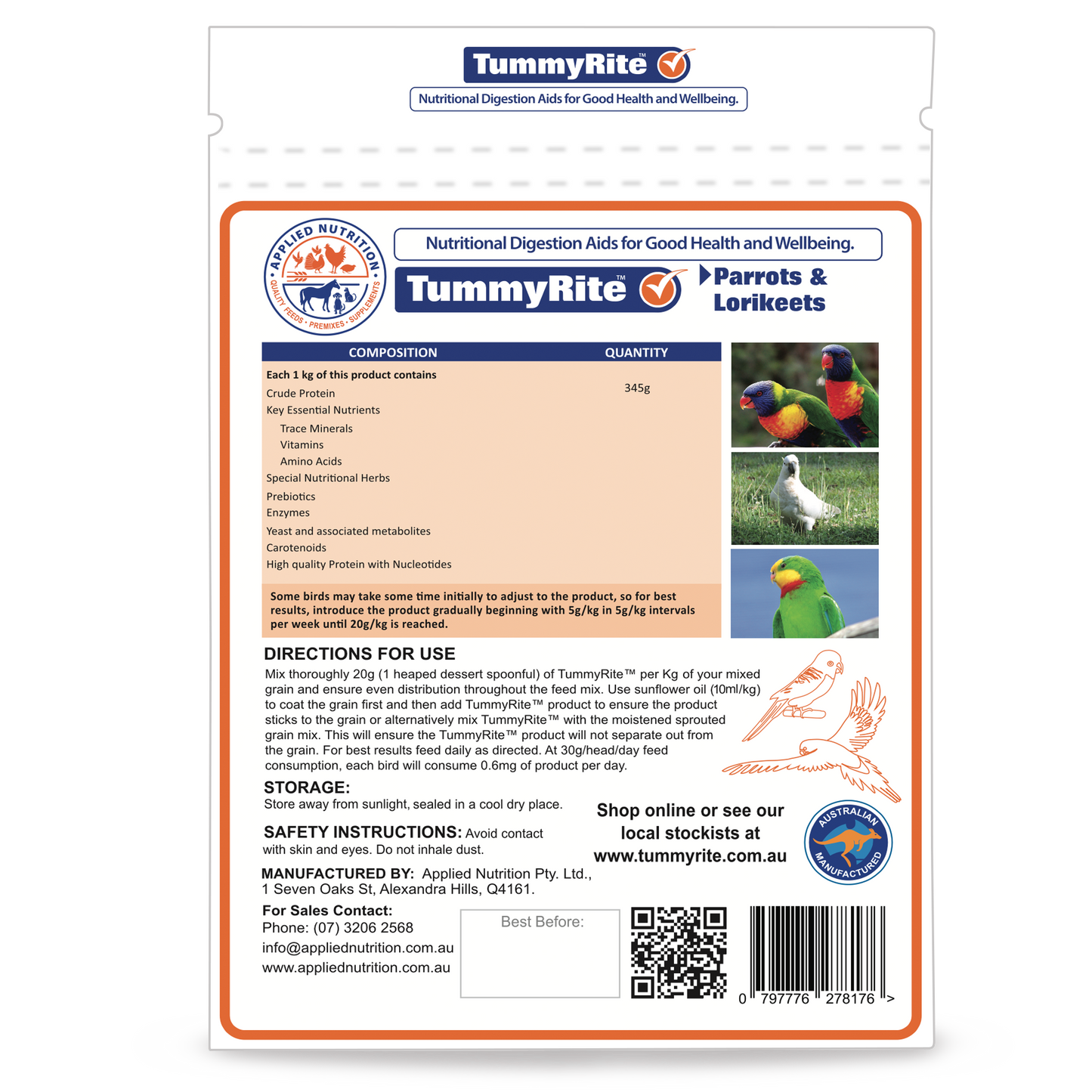 TummyRite for Parrots & Lorikeets
