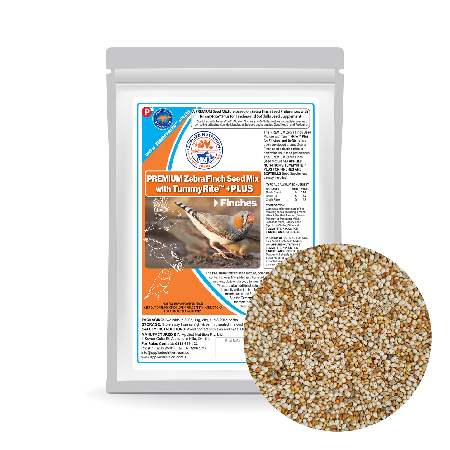 PREMIUM Zebra Finch Seed Mix with TummyRite™ Plus