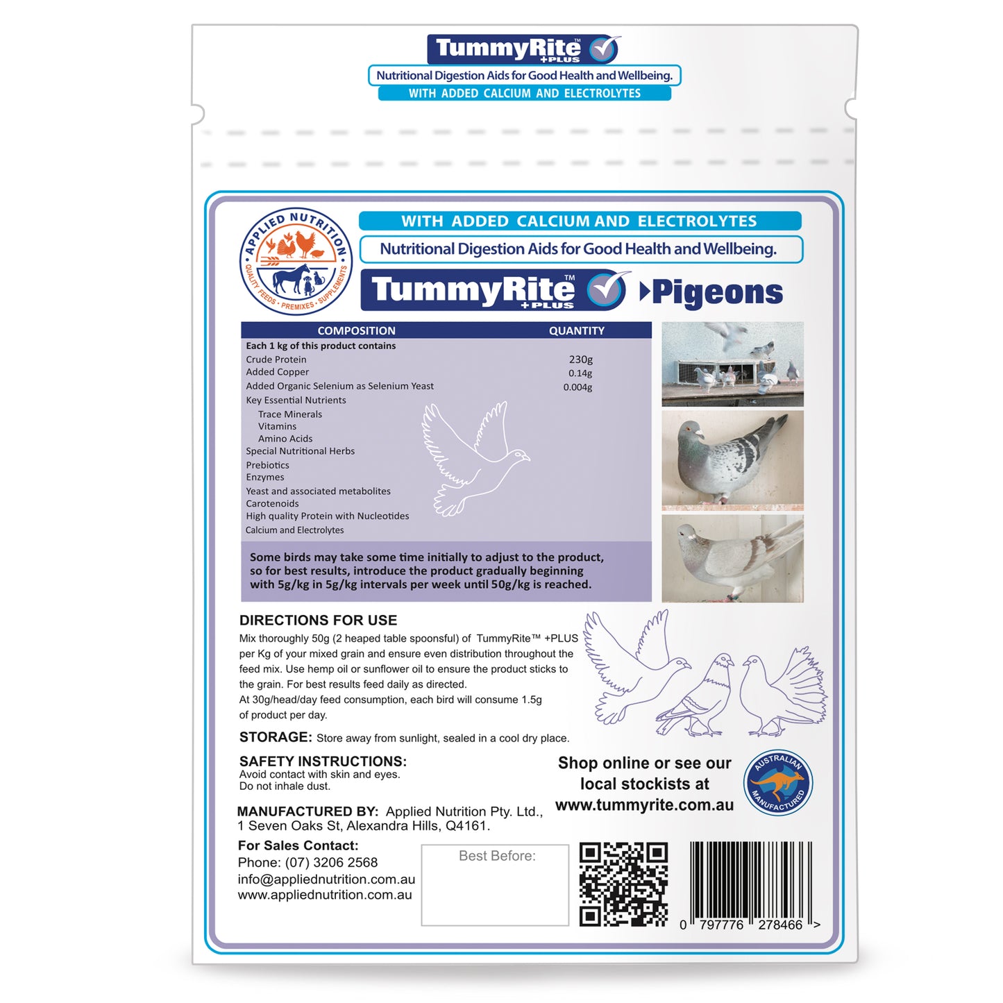 TummyRite Plus with Calcium + Electrolytes for Pigeons